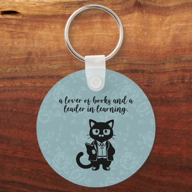 Lover Of Books Leader In Learning Educator Key Ring (Front)