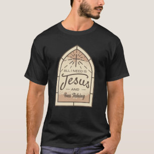 Lover Of Jesus And Bass Fishing Sports Fan T-Shirt