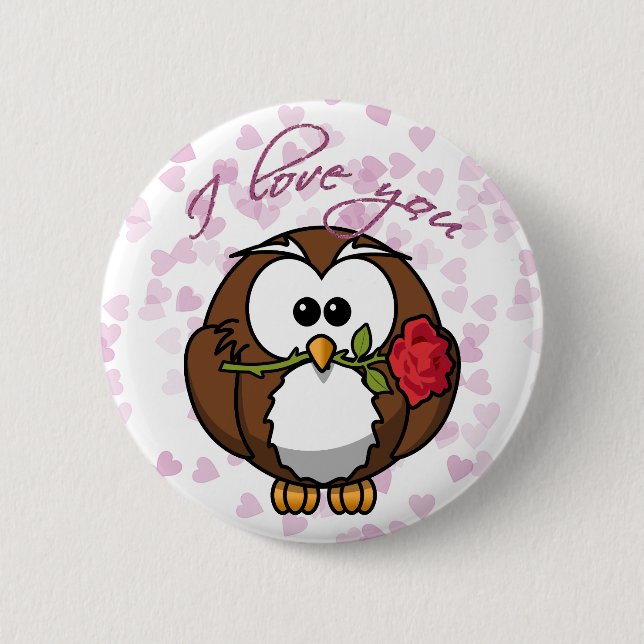 lover owl 6 cm round badge (Front)