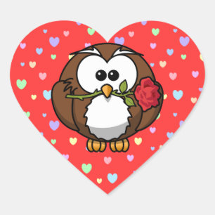 lover owl heart sticker