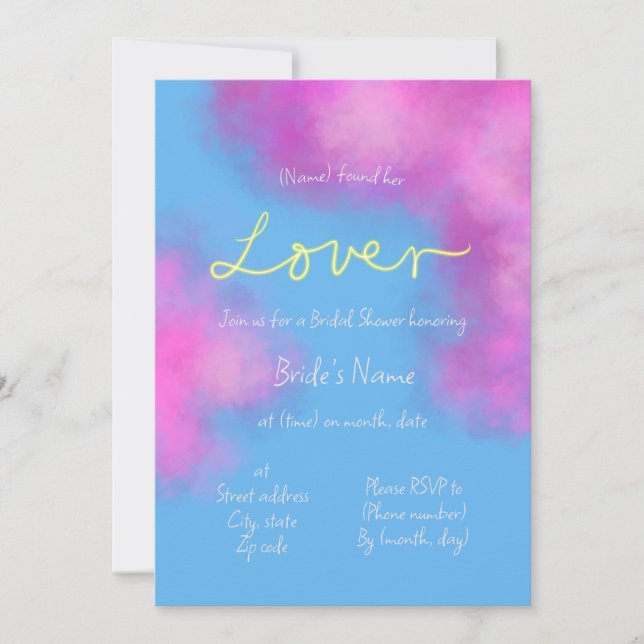 Lover Pastel Cloudy Bridal Shower Invitation (Front)