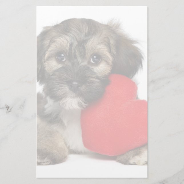 Lover Valentine Havanese Puppy Dog Stationery (Front)