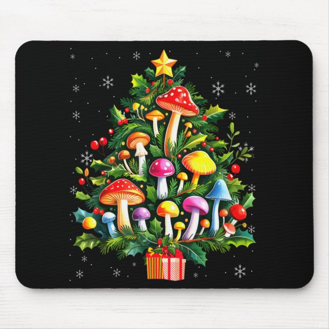 Lover Xmas Mushroom Christmas Tree T Shirt  Mouse Pad (Front)