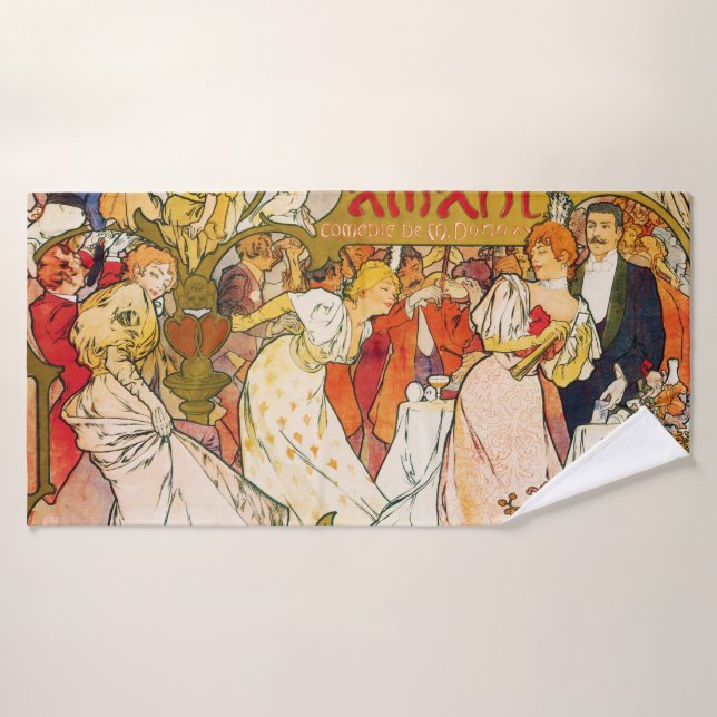 Lovers, Alphonse Mucha Bath Towel (Bath Towel)