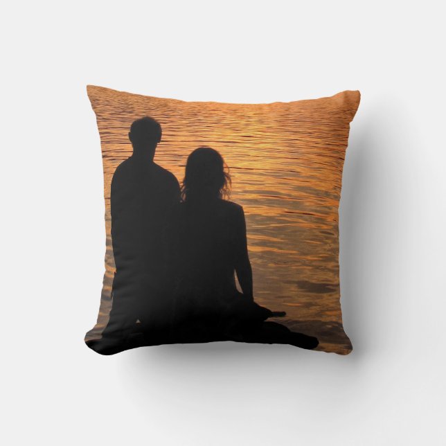 Lovers at Sunset Lake Cushion (Front)