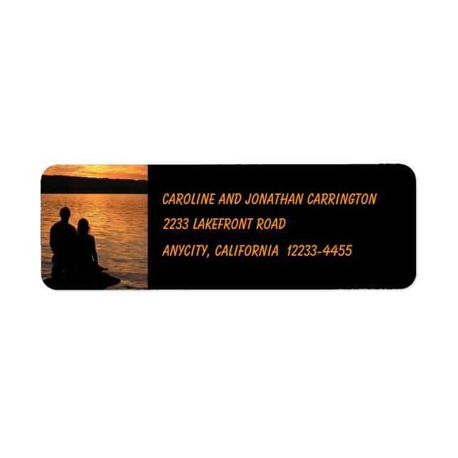 Lovers at Sunset Lake Return Address Label (Front)