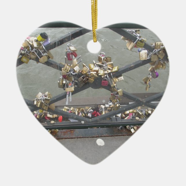 Lovers Bridge - Paris Love Locks, France Ceramic Ornament (Front)