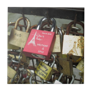 Lovers Bridge - Paris Love Locks, France - Zoom in Tile