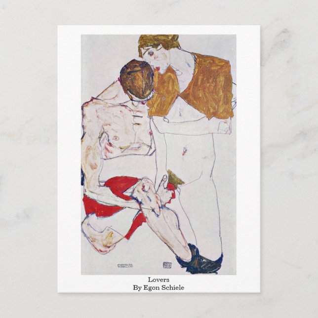 Lovers By Egon Schiele Postcard (Front)
