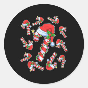 Lovers Candy Cane Santa Christmas Funny Xmas Light Classic Round Sticker