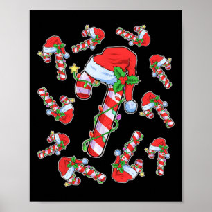 Lovers Candy Cane Santa Christmas Funny Xmas Light Poster