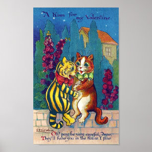 Lovers Cat in Valentine, Louis Wain Poster