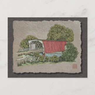 Lovers Covered Bridge Postcard