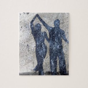 Lovers dancing in rain jigsaw puzzle