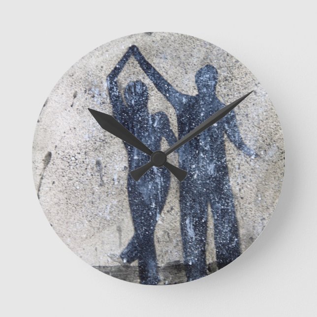 Lovers dancing in rain round clock (Front)
