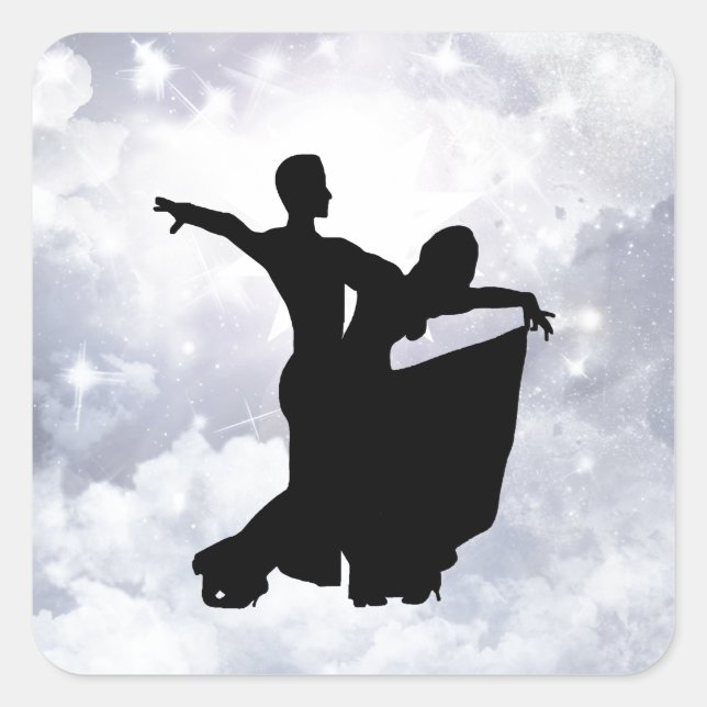 Lovers dancing in romance square sticker (Front)