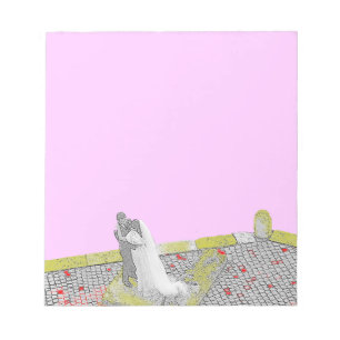 lovers embrace pink notepad