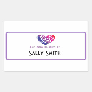 Lover's Heart® Book Lover's Bookplate Rectangular Sticker
