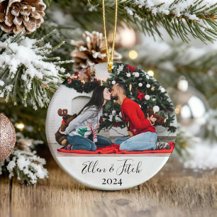 Lovers Image Custom Name Personalised Christmas Glass Tree Decoration