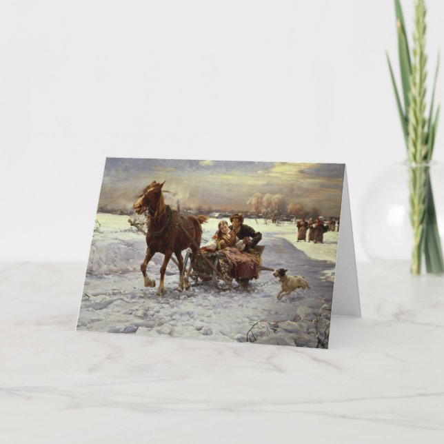 Lovers in a sleigh holiday card (Front)