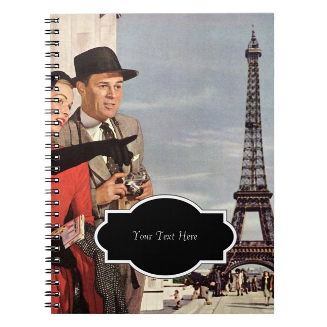 Lovers in Paris Vintage Illustration Notebook (Front)