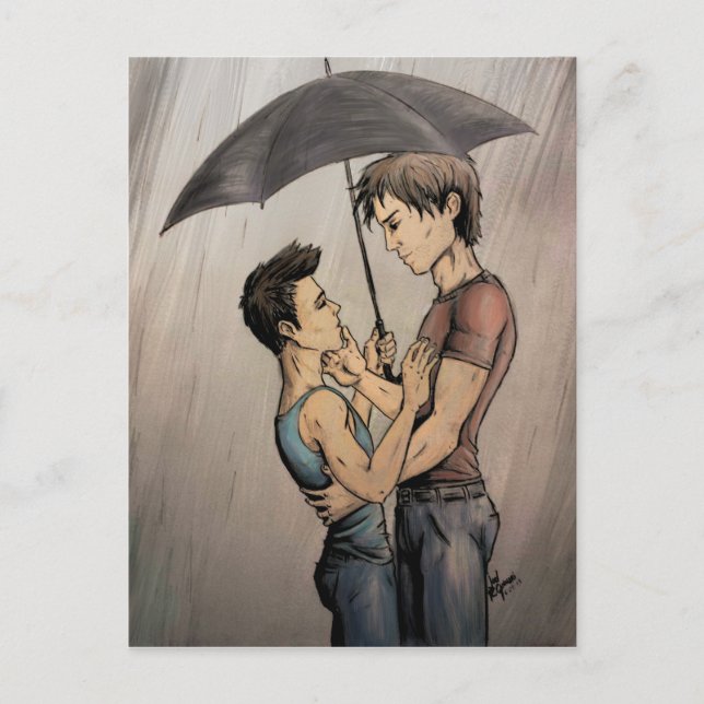 Lovers in the Rain Postcard (Front)