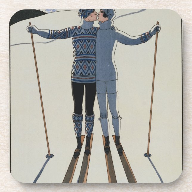 <Lovers in the Snow> by Georges Barbier Coaster (Front)
