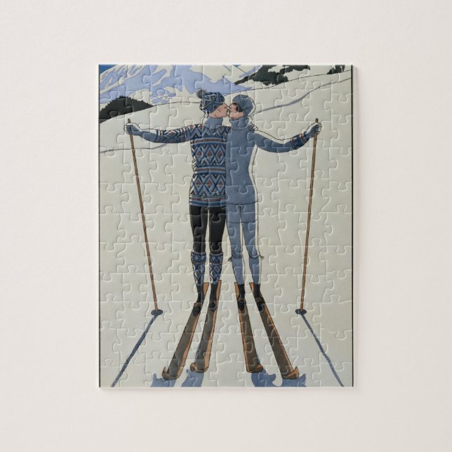 <Lovers in the Snow> by Georges Barbier Jigsaw Puzzle (Vertical)