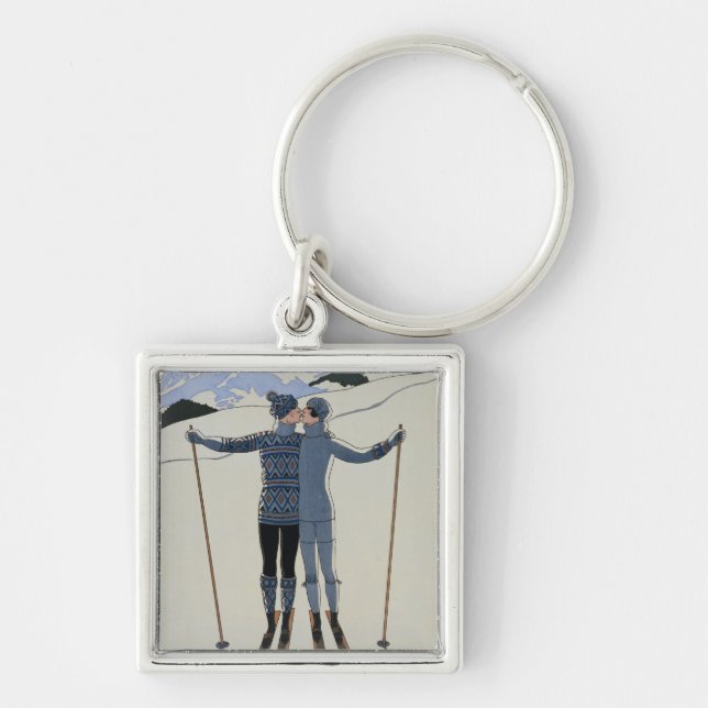 <Lovers in the Snow> by Georges Barbier Key Ring (Front)