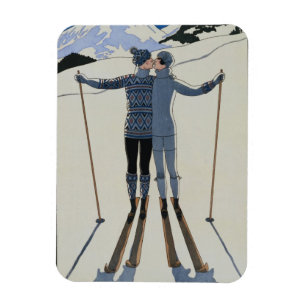 <Lovers in the Snow> by Georges Barbier Magnet