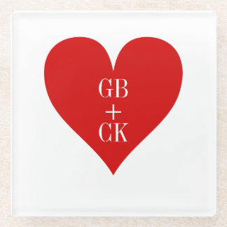 Lover's Initials Glass Coaster