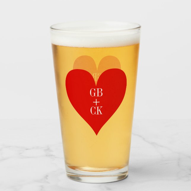 Lover's Initials Pint Beer Glasses (Front Filled)