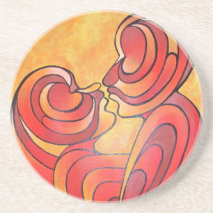 Lovers Kiss And Their Bodies Form A Love Heart Coaster