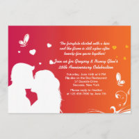 Lovers Kiss Anniversary Invitation