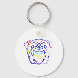 Lovers Line Drawing Artsy English Bulldog Key Ring