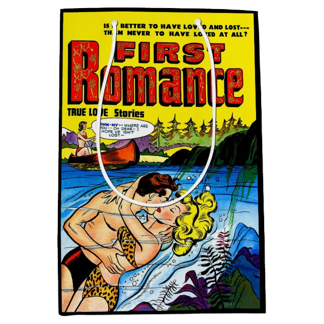 Lovers Ocean Romance Vintage Comics Medium Gift Bag (Front)
