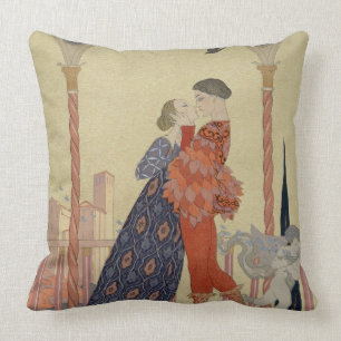 Lovers on a Balcony (w/c on paper) Cushion