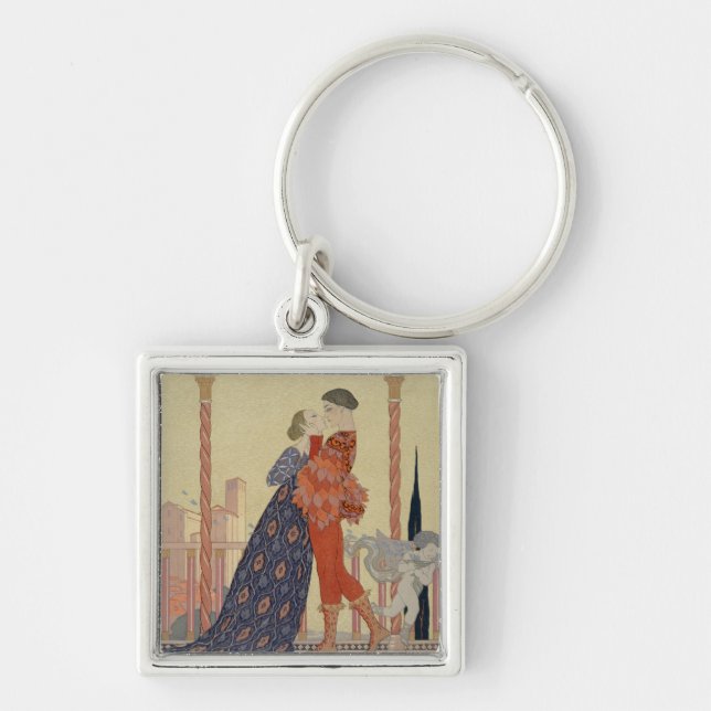 Lovers on a Balcony (w/c on paper) Key Ring (Front)
