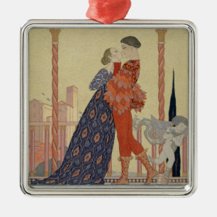 Lovers on a Balcony (w/c on paper) Metal Tree Decoration