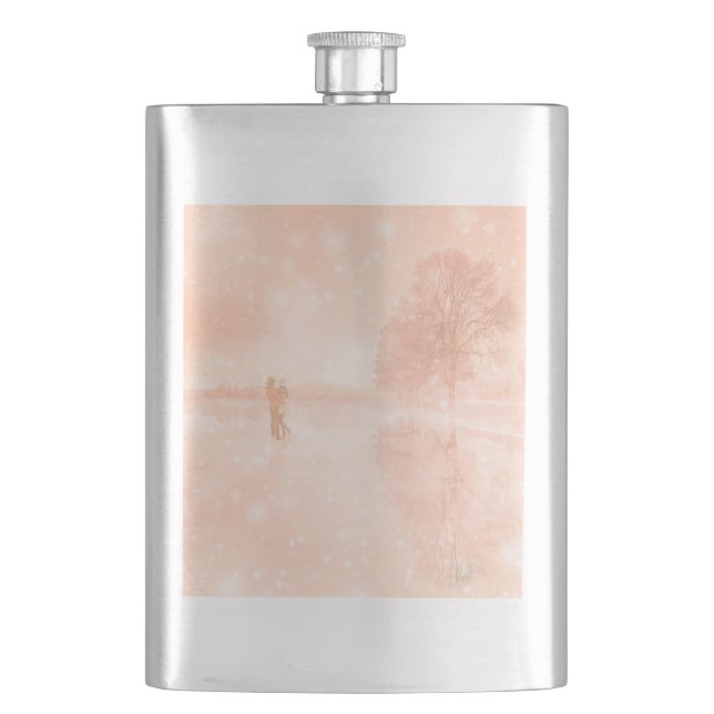 Lovers on a frozen pond         hip flask (Front)