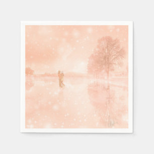 Lovers on a frozen pond napkin