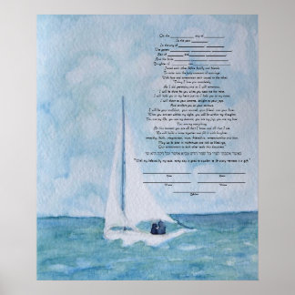 Lovers on a Sailboat Ketubah Poster