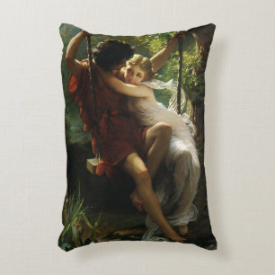 Lovers on a Swing. Spring by Pierre Auguste Cot Decorative Cushion