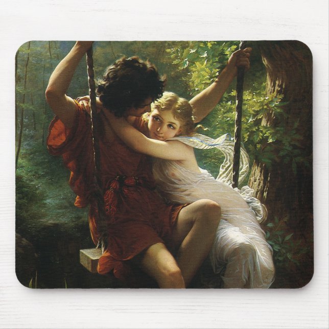 Lovers on a Swing. Spring by Pierre Auguste Cot Mouse Pad (Front)