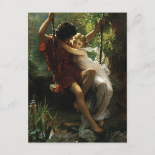 Lovers on a Swing. Spring by Pierre Auguste Cot Postcard