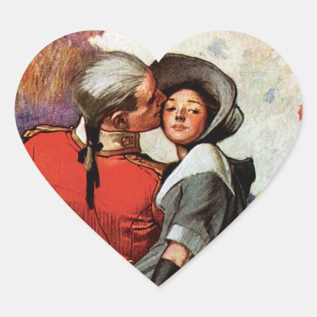 Lovers on Horseback Heart Sticker (Front)