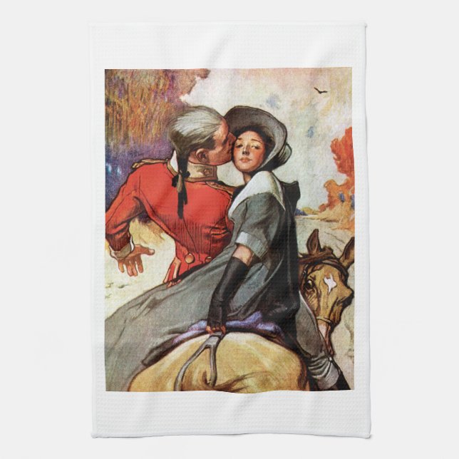 Lovers on Horseback Tea Towel (Vertical)