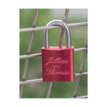 Lovers Padlock Specialised Red Calligraphic Text