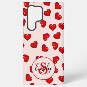 lovers Red heart on Soft pink monogrammed name Samsung Galaxy Case