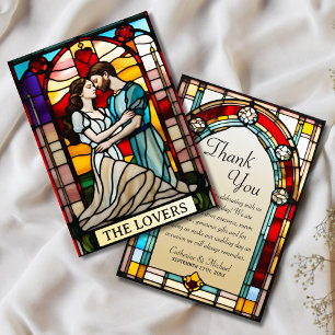 Lovers Tarot Stained Glass Style European Wedding  Thank You Card